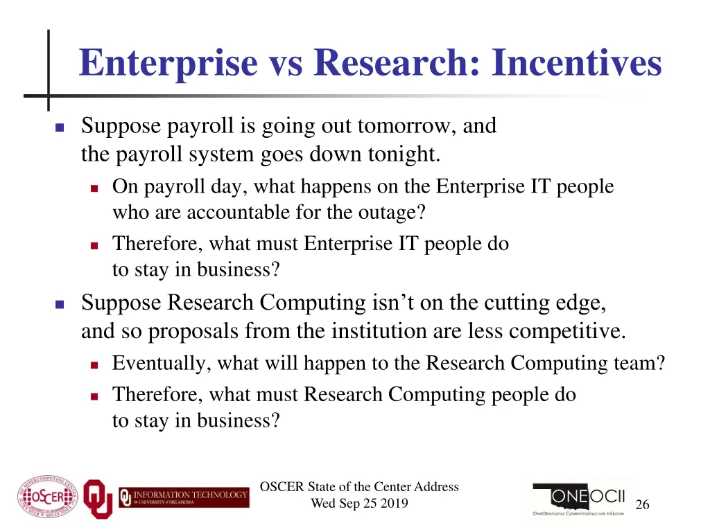 enterprise vs research incentives