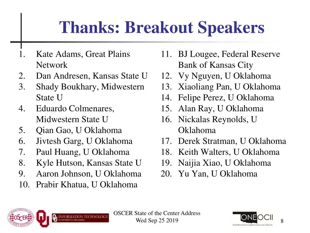 thanks breakout speakers