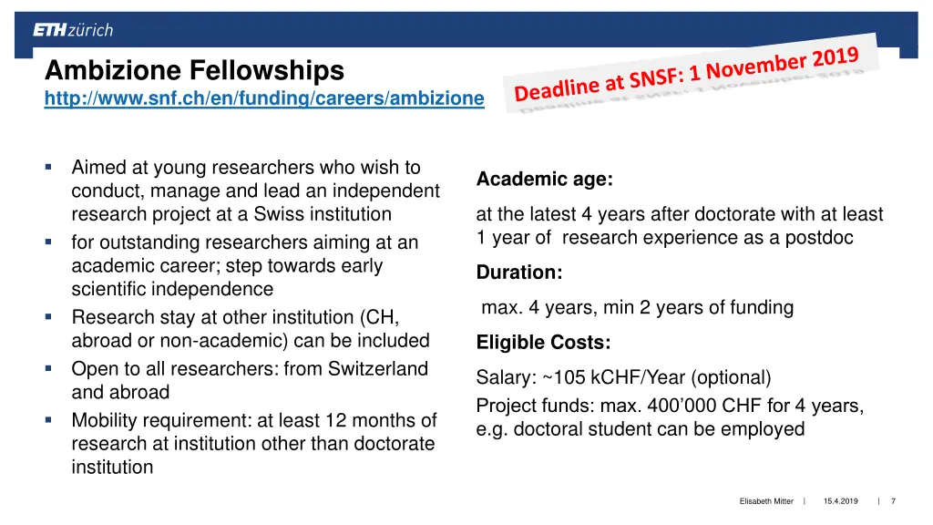 ambizione fellowships http www snf ch en funding