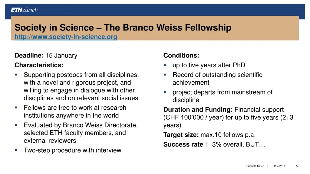 society in science the branco weiss fellowship