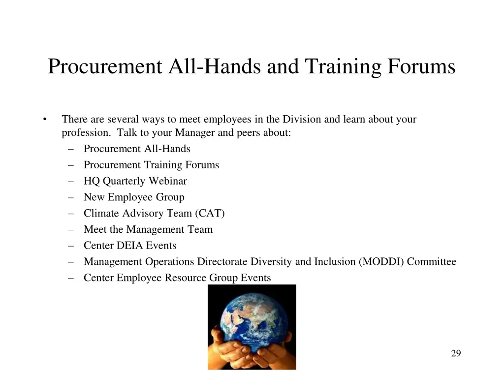 procurement all hands and training forums