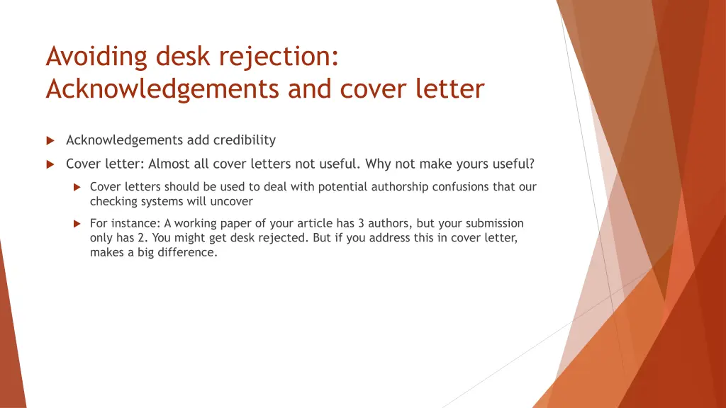 avoiding desk rejection acknowledgements