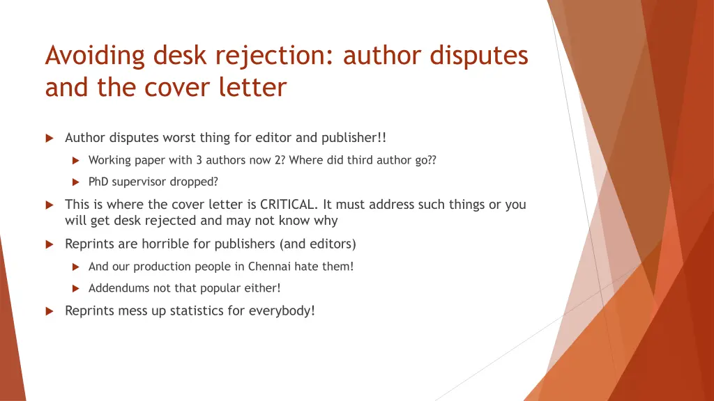 avoiding desk rejection author disputes