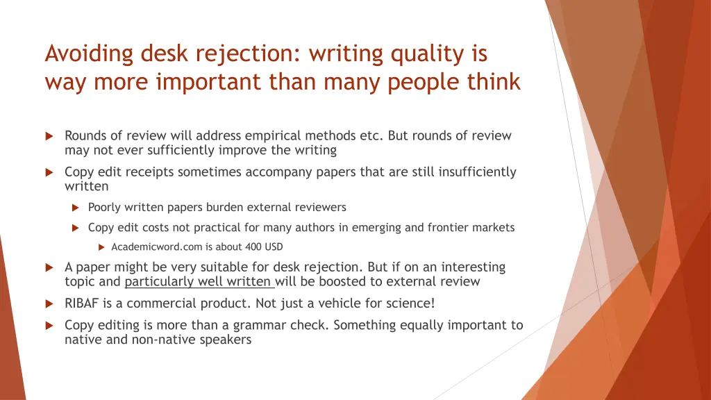 avoiding desk rejection writing quality