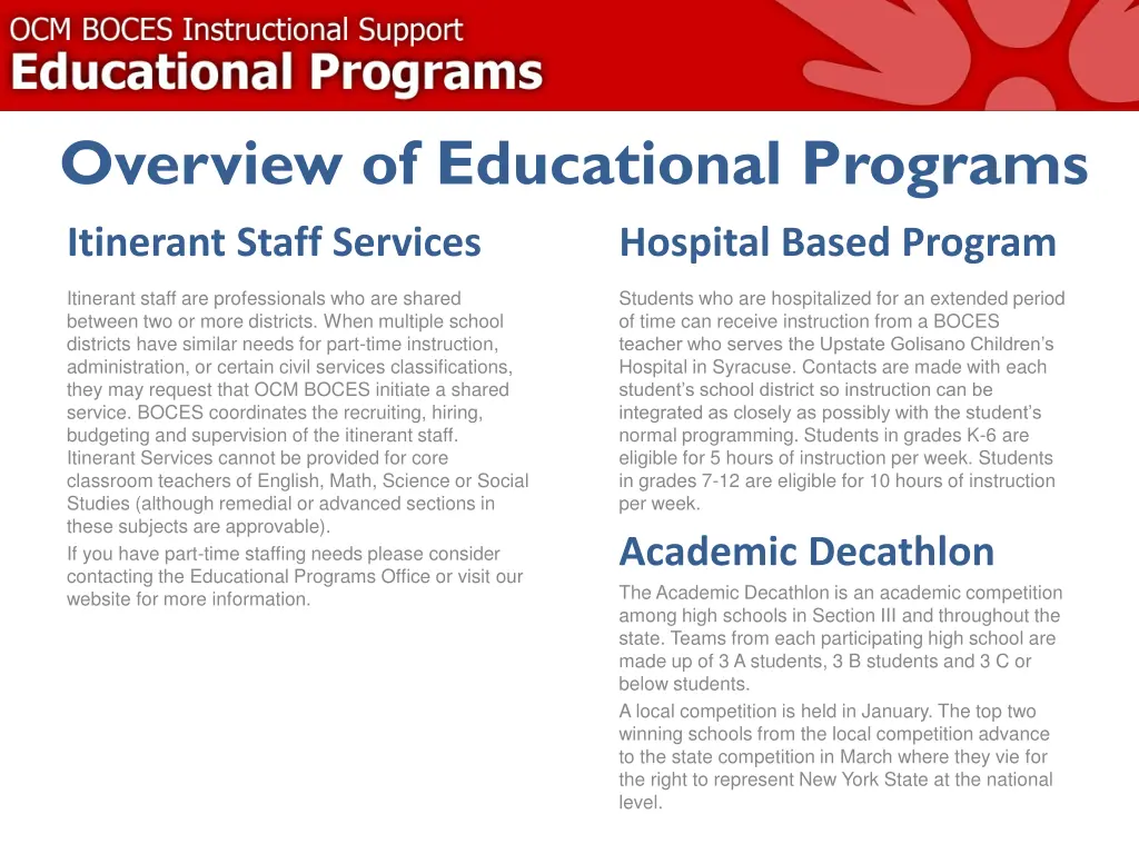 overview of educational programs 1