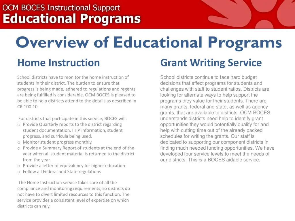 overview of educational programs