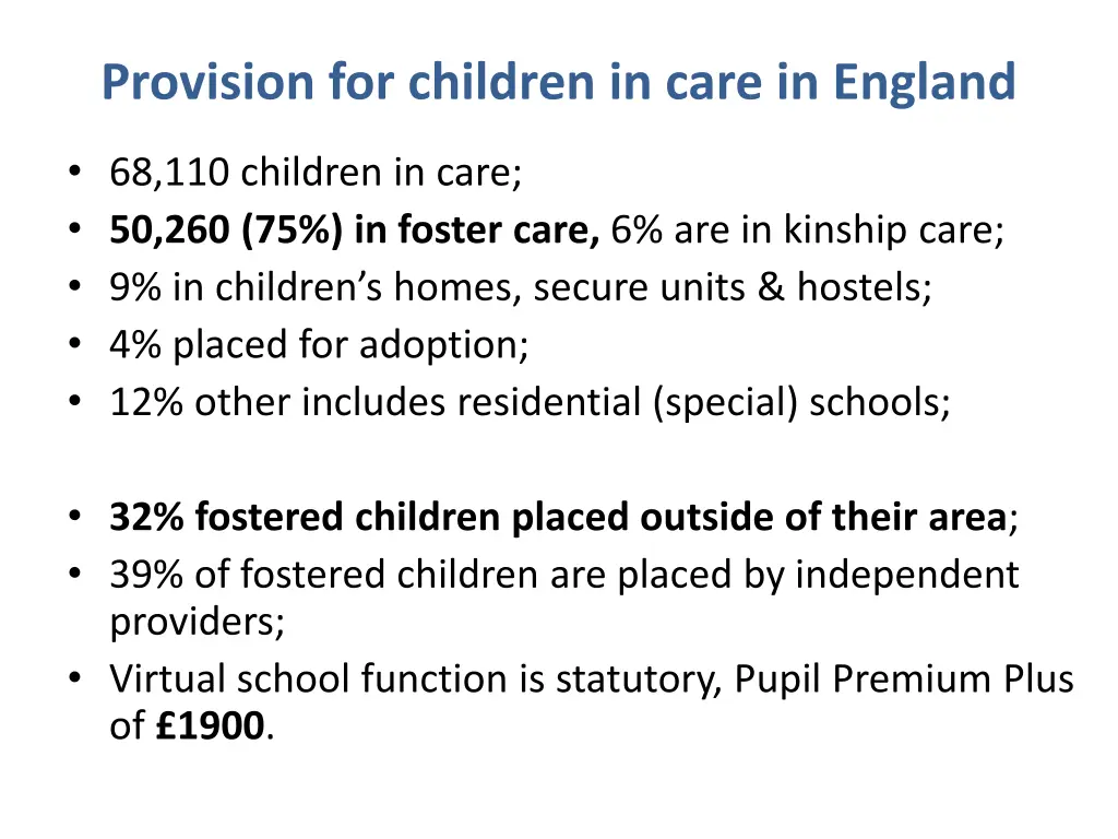 provision for children in care in england