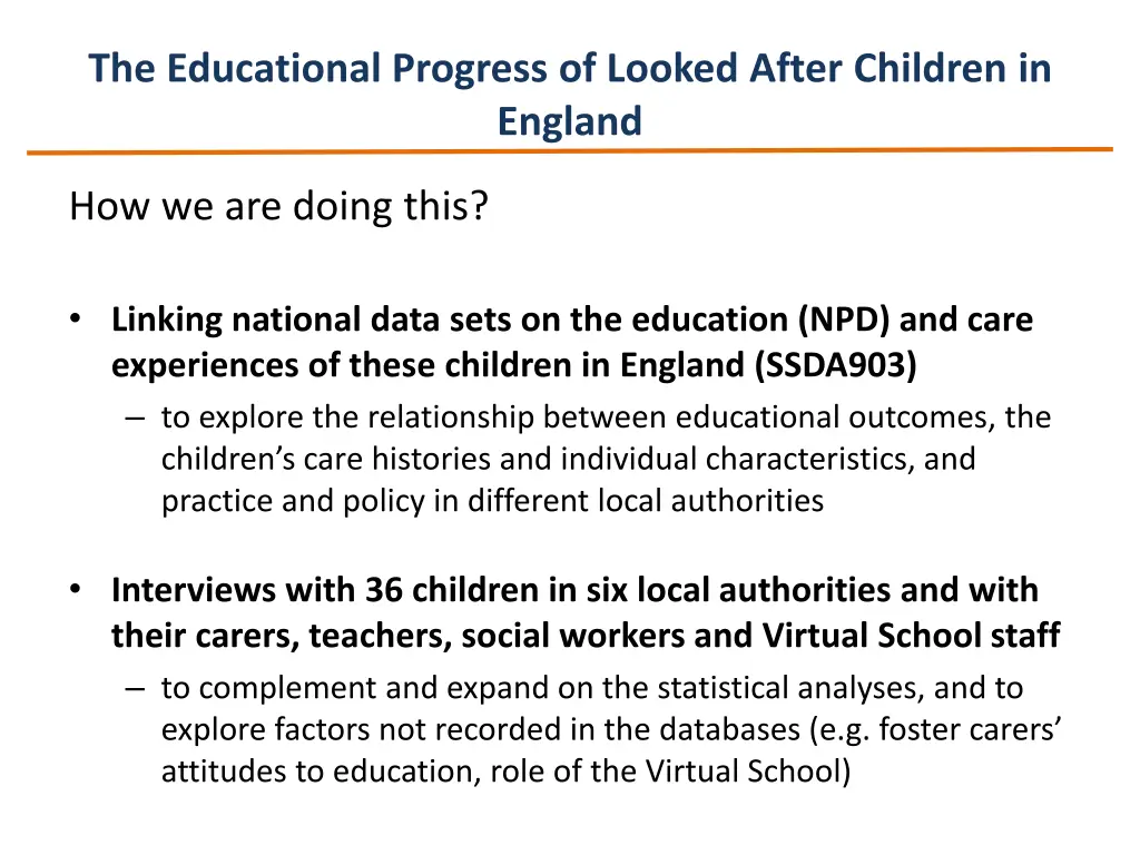 the educational progress of looked after children 1