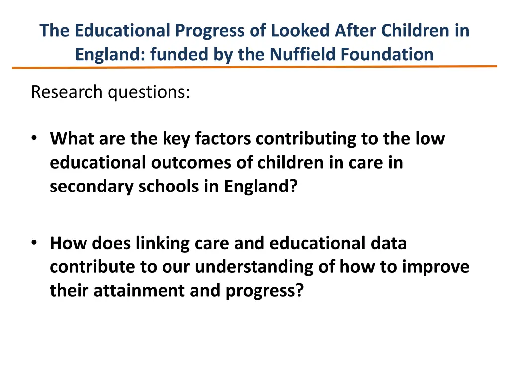 the educational progress of looked after children