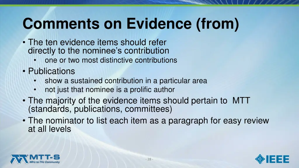 comments on evidence from