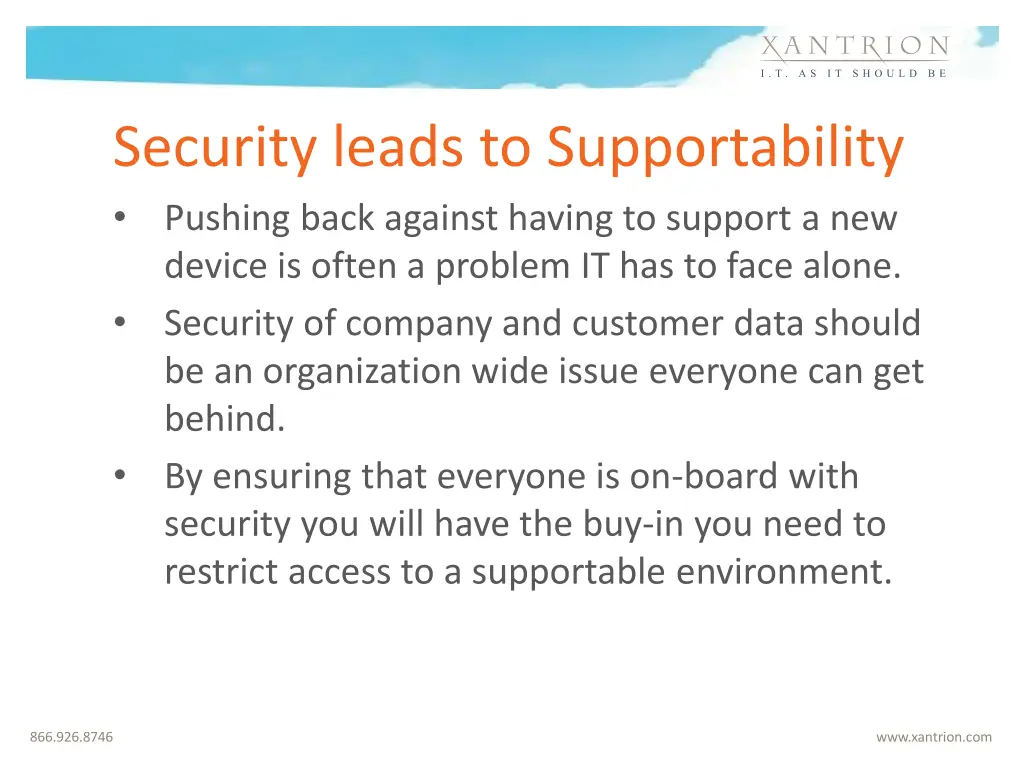 security leads to supportability pushing back