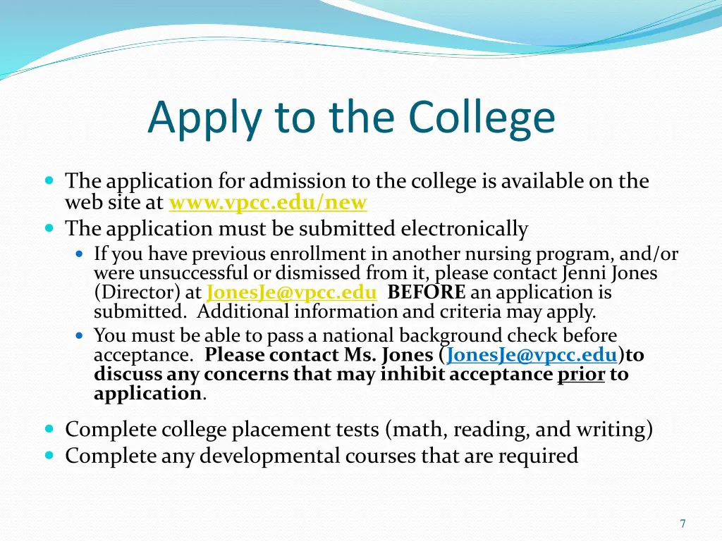 apply to the college