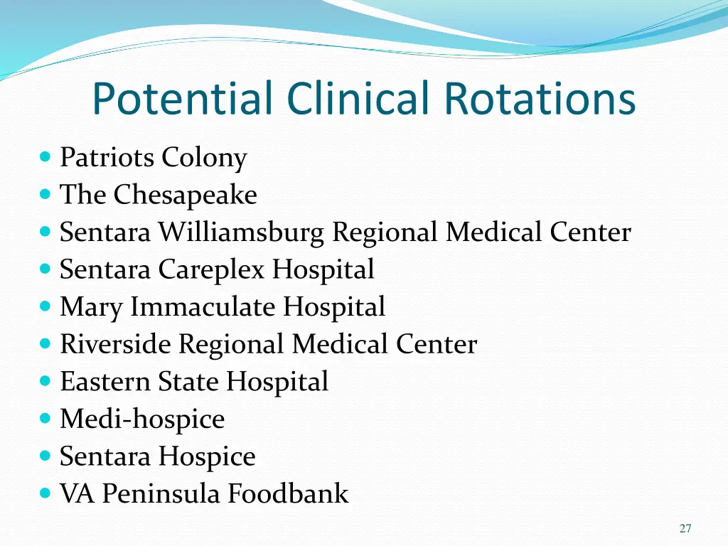 potential clinical rotations