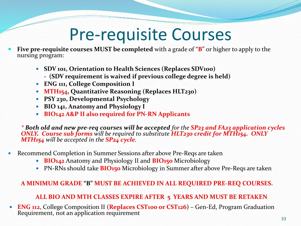 pre requisite courses five pre requisite courses