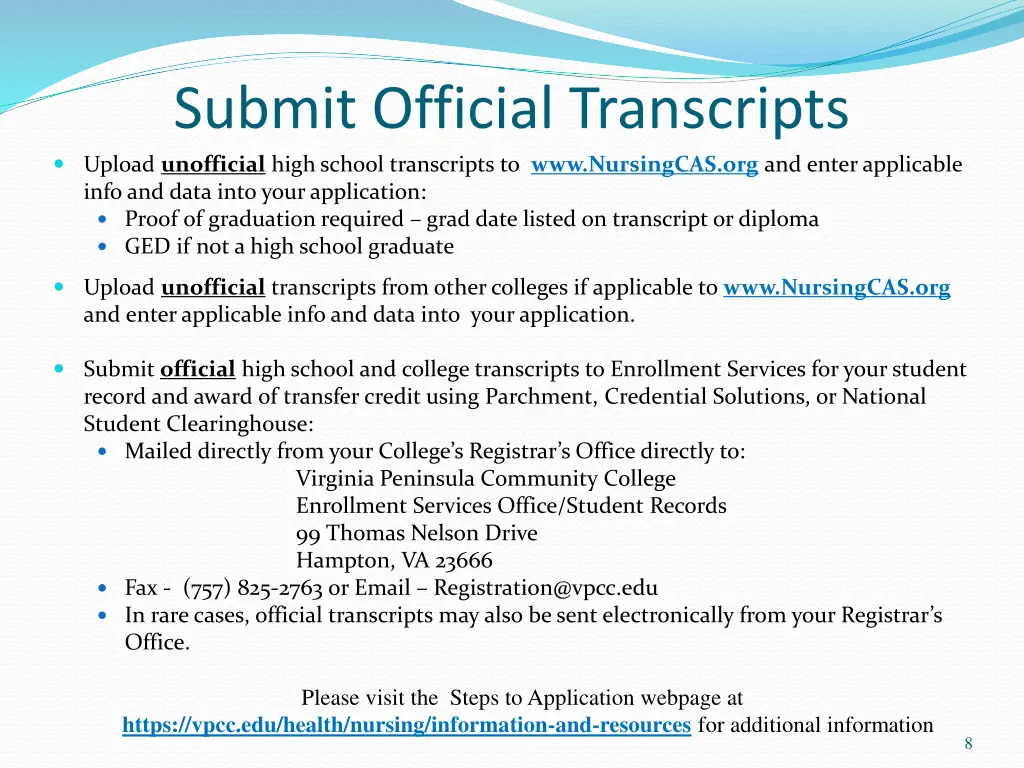 submit official transcripts upload unofficial