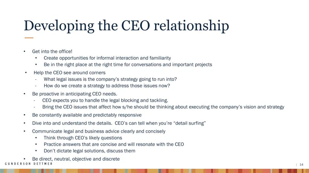 developing the ceo relationship