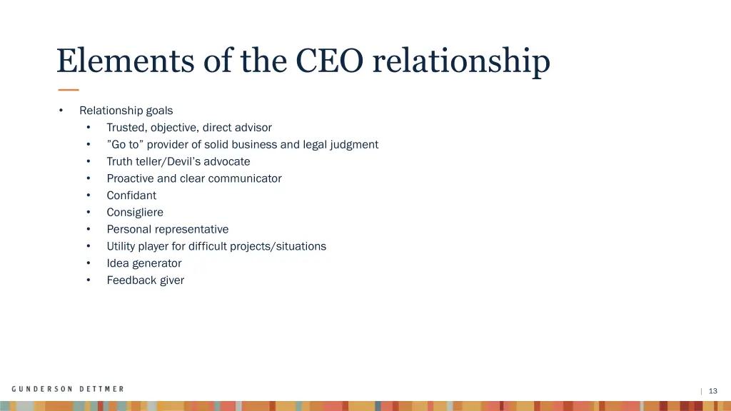 elements of the ceo relationship