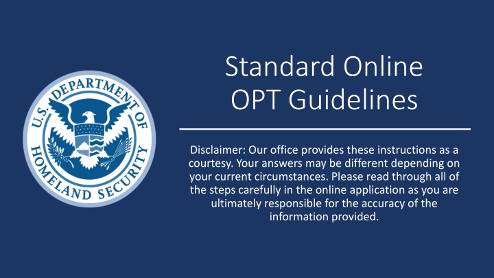 standard online opt guidelines