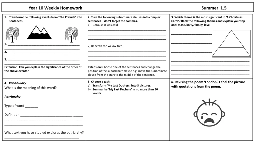 year 10 weekly homework 1