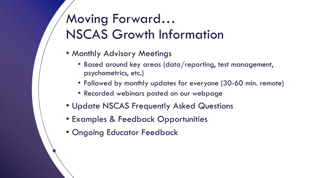 moving forward nscas growth information