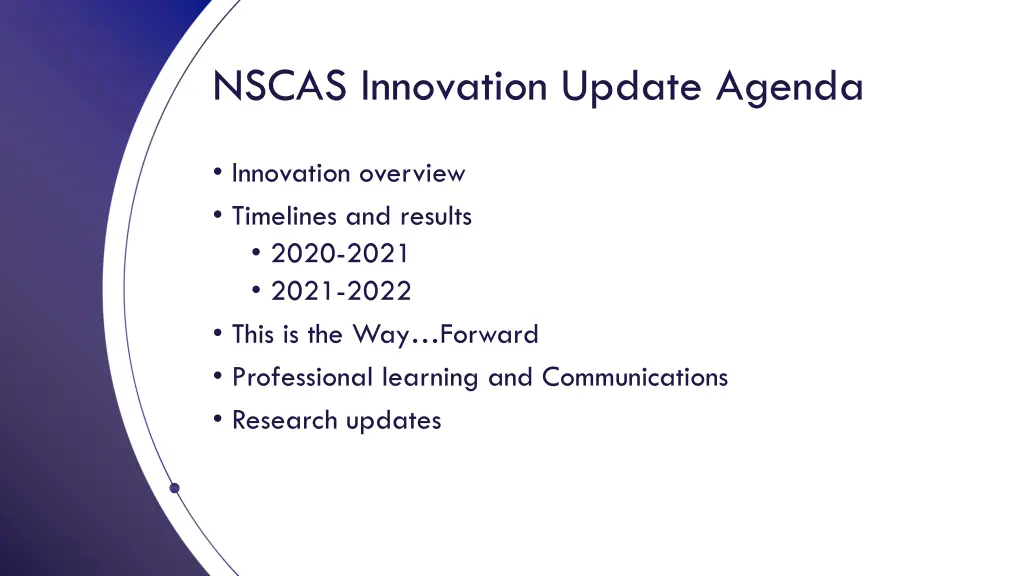 nscas innovation update agenda