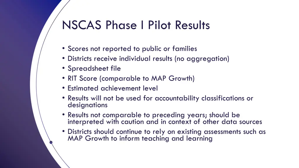 nscas phase i pilot results