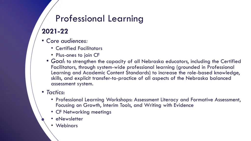 professional learning 2021 22 core audiences