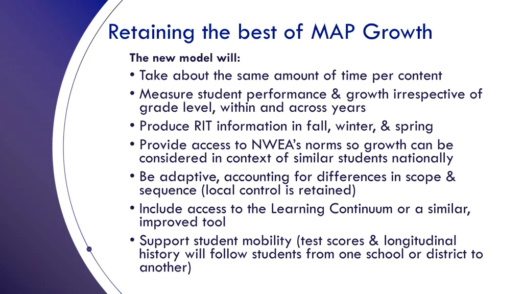 retaining the best of map growth the new model