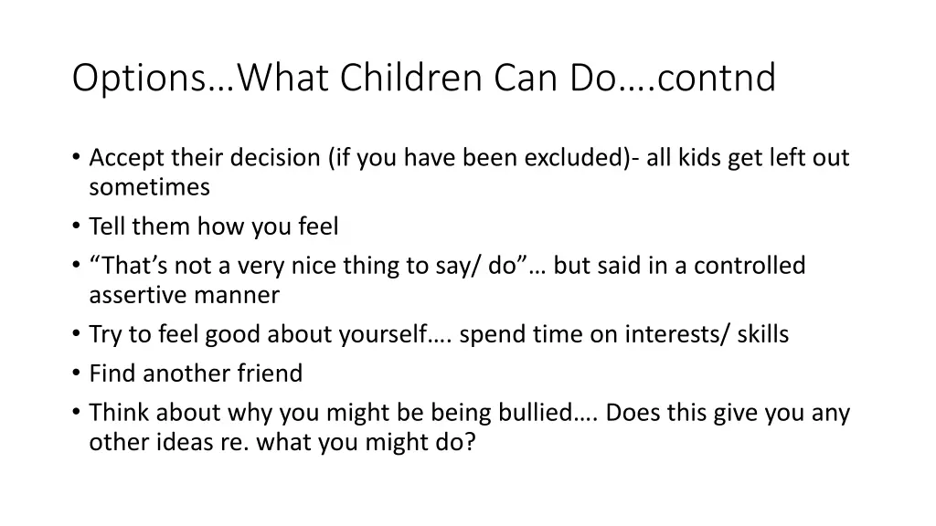 options what children can do contnd