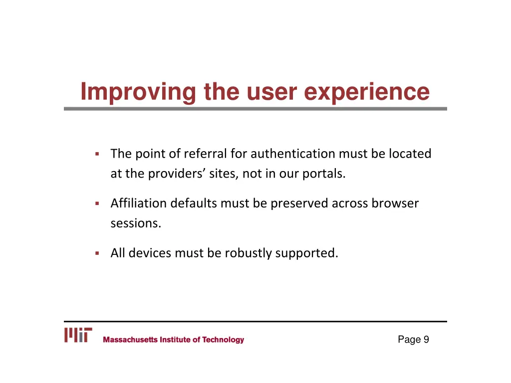 improving the user experience