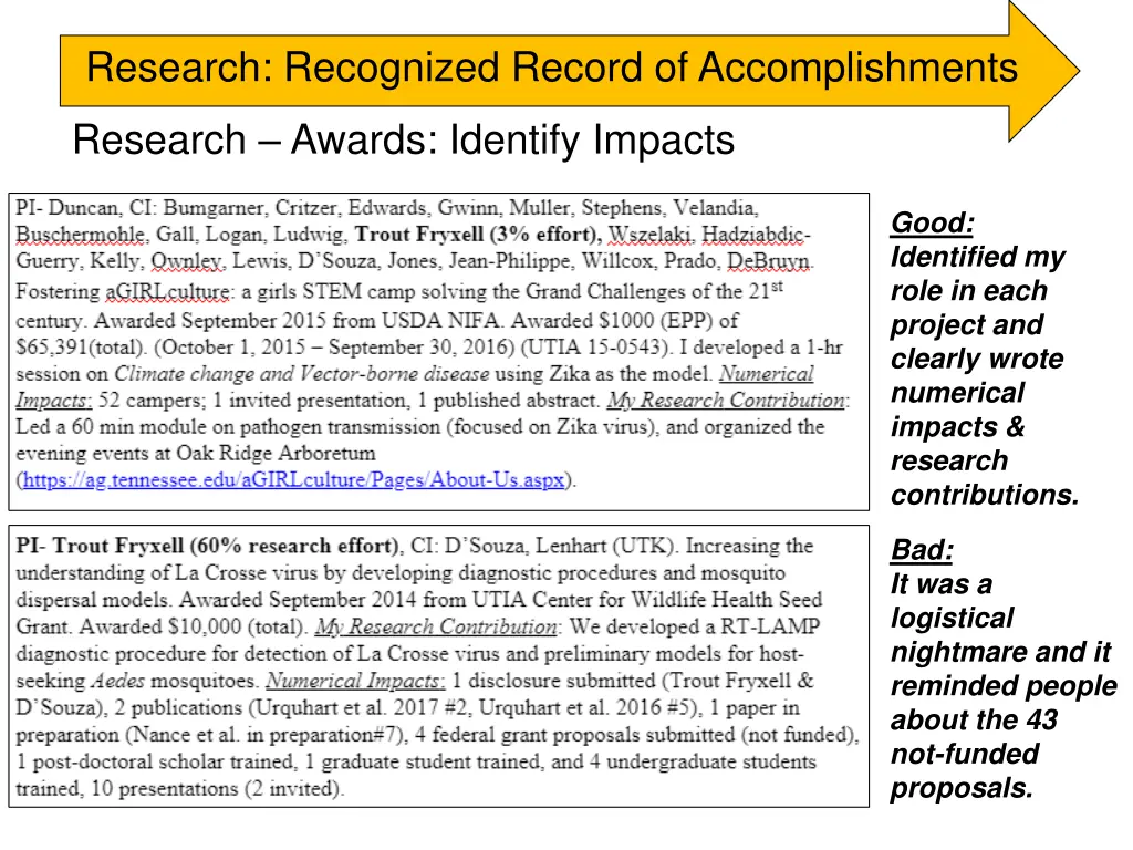 research recognized record of accomplishments 3