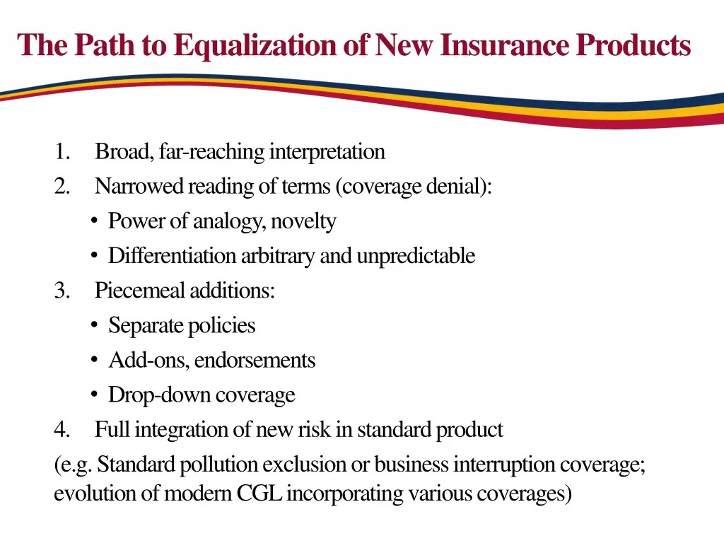 the path to equalization of new insurance products