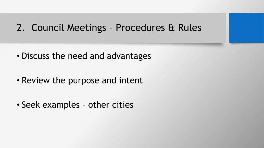 2 council meetings procedures rules