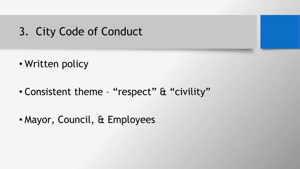 3 city code of conduct