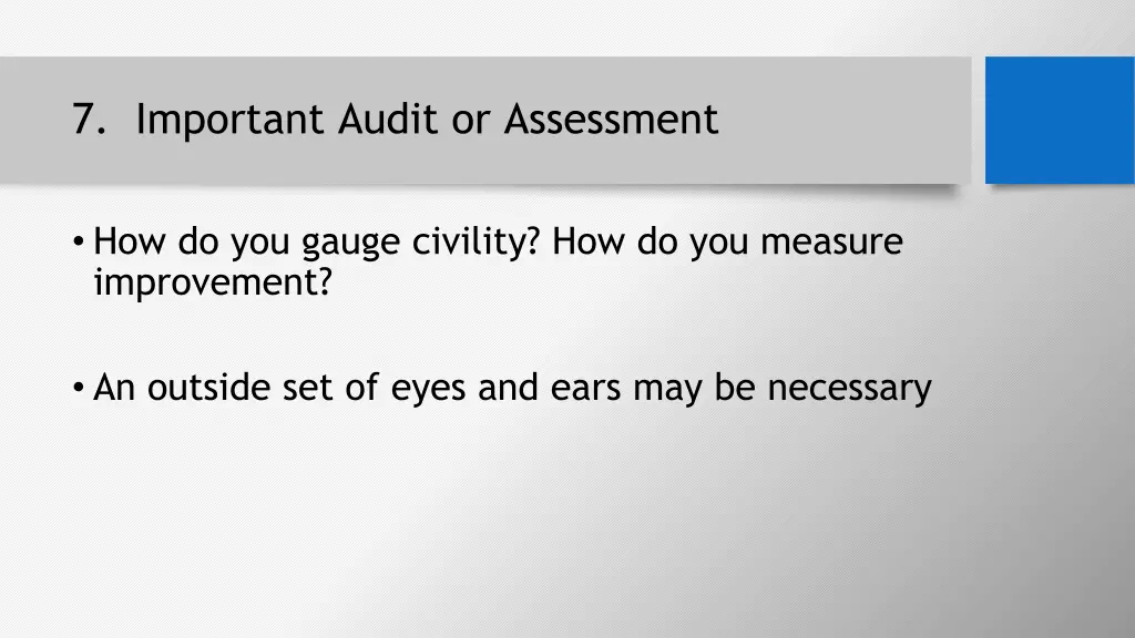 7 important audit or assessment