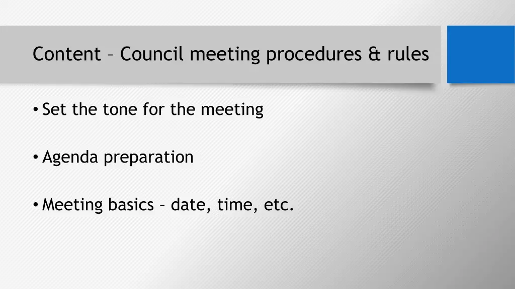 content council meeting procedures rules