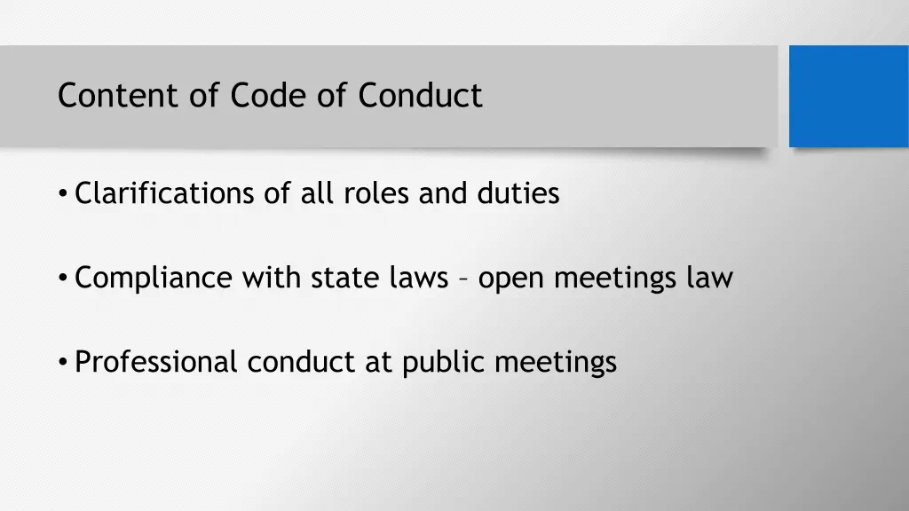 content of code of conduct