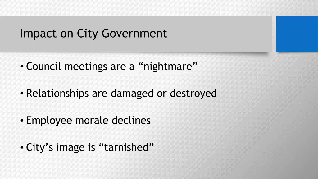 impact on city government