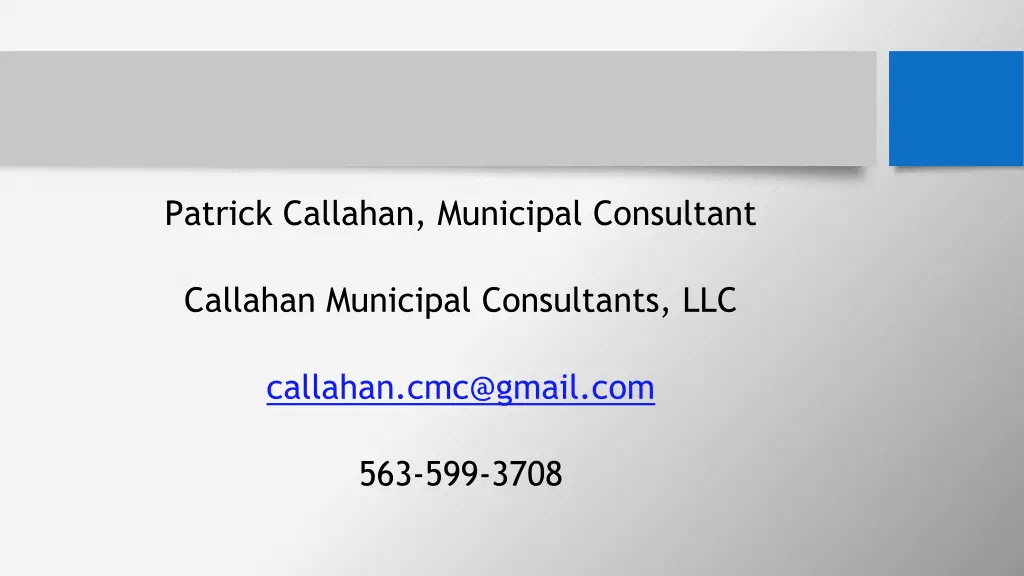 patrick callahan municipal consultant