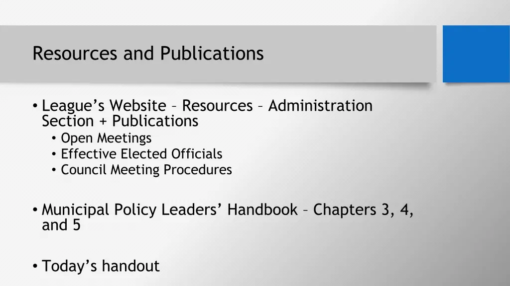 resources and publications