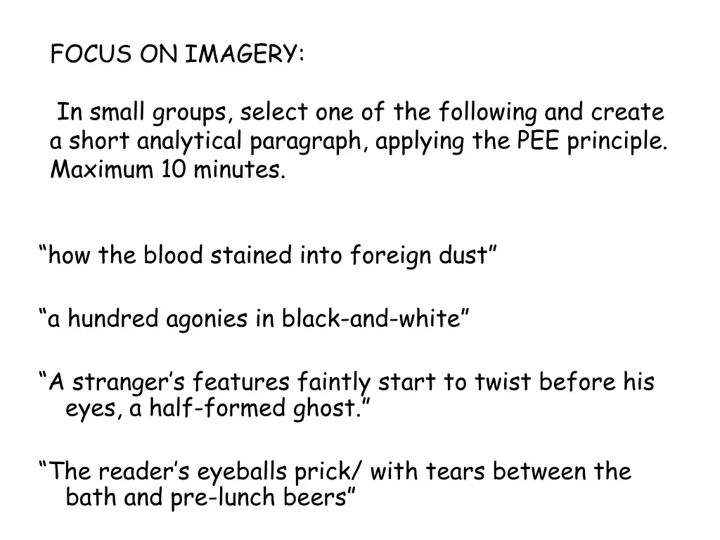 focus on imagery