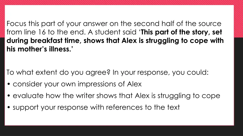 focus this part of your answer on the second half