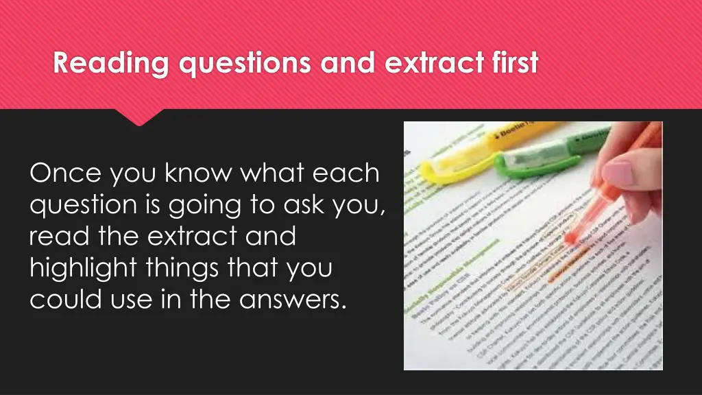 reading questions and extract first