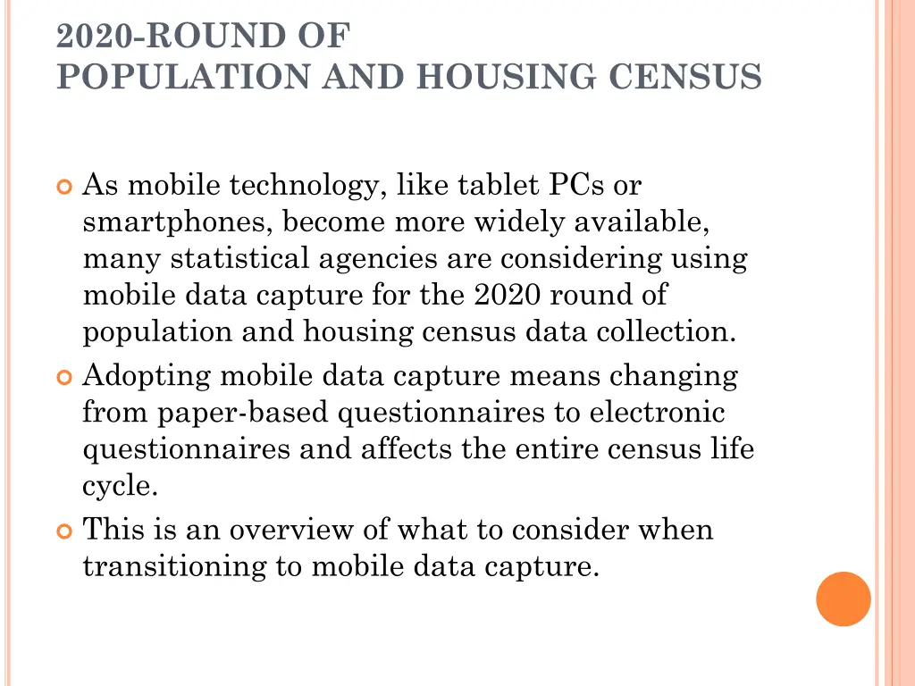 2020 round of population and housing census