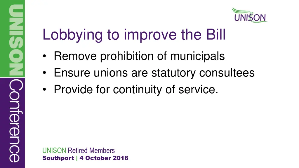 lobbying to improve the bill