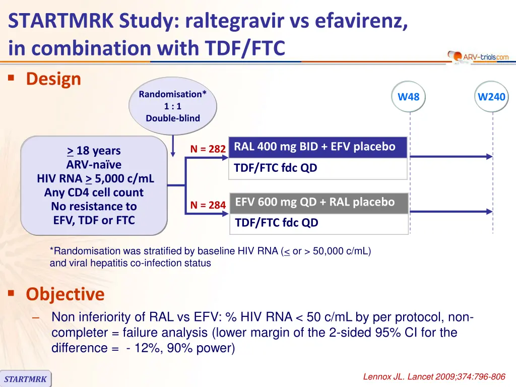 startmrk study raltegravir vs efavirenz