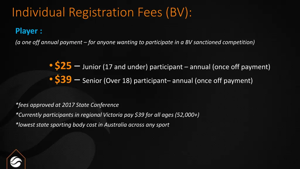 individual registration fees bv