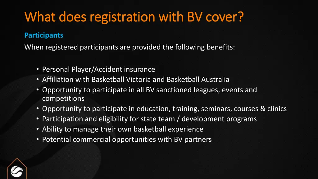 what does registration with bv cover what does