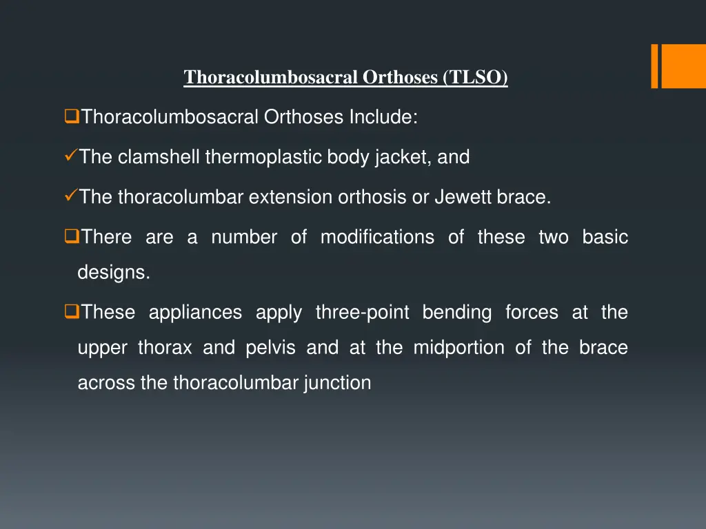 thoracolumbosacral orthoses tlso