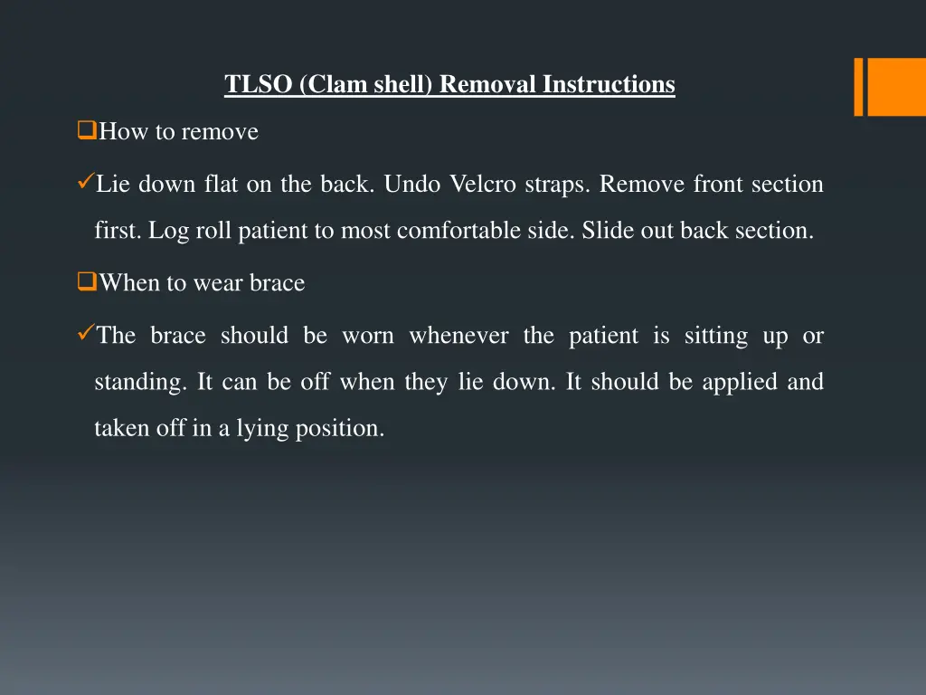 tlso clam shell removal instructions